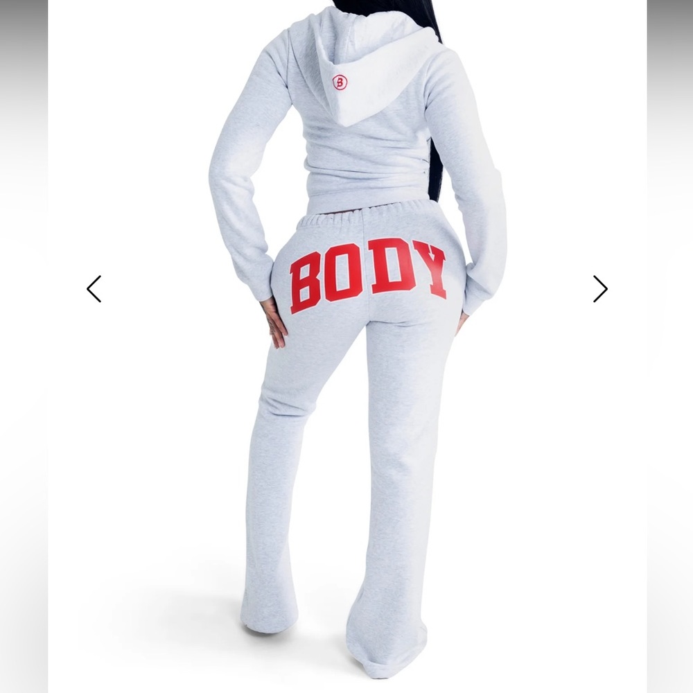 NEW - BACKSHOT HOODIE & SWEATPANTS 2.0 (HEATHER GREY/RED)SET Body By Raven Tracy